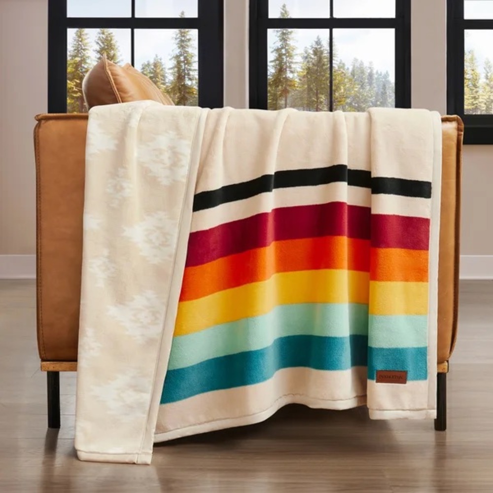 Pendleton Multicolor Striped Reversible Blanket Throw Brand New - Picture 1 of 5
